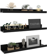 Floating Shelves Wall Mounted Woodgrain Picture Ledge Shelf 24 Inch Blac... - £56.40 GBP