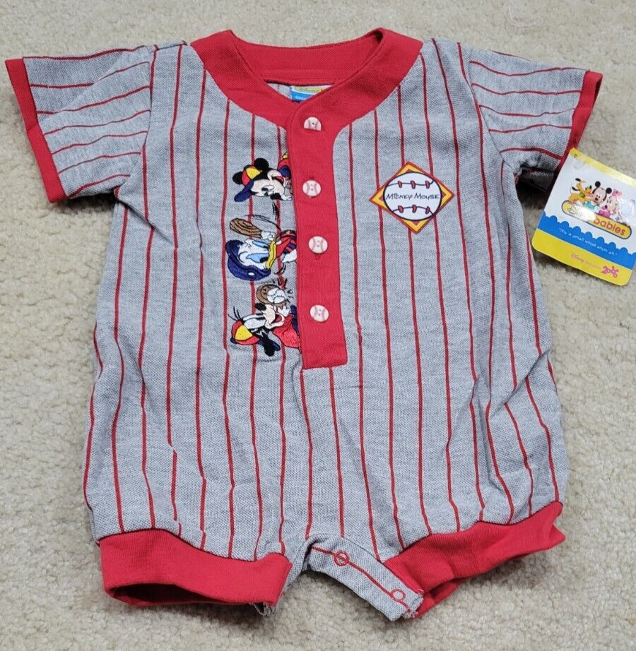 Primary image for NWT Vintage Disney Mickey Baseball Baby Size 18 Months One Piece Outfit