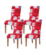 Oloepfo Christmas Chair Covers Set of 4 Stretch Removable Santa Red - $98.85 MXN