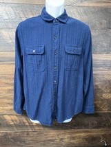 Men&#39;s Woolrich Long Sleeve Blue Flannel Buton Shirt Medium Utility Front... - £26.54 GBP