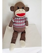 Dan Dee Sock Monkey Plush Stuffed Animal Polka Dot Sweater Shirt Brown 23&quot; - £27.24 GBP