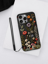Elegant Black Phone Case with Imitation Embroidery Lanyard for iPhone 16... - $6.21