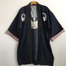 Japanese Kimono Blue Linen Adult Duster Velvet Festival Fringe Coachella... - £47.65 GBP