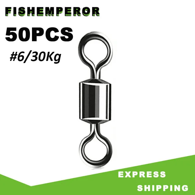 JiuYu 50pcs Bearing Swivel Fishing Connector 2#-12# Barrel Rolling Solid Rings F - £47.79 GBP
