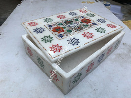 11&quot;x9&quot;x3&quot; Marble Jewelry Storage Box Floral Multi Inlay Girls Gift Decor E887 - £592.83 GBP