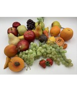 Faux Fruit Plastic Wood 28 Pcs Strawberry Grape Cherry Lemon Orange Pear... - $40.80