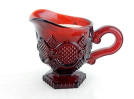 Footed Creamer w/Candle, AVON 1876 Cape Cod Collection, Cranberry Glass, 1987 - £10.10 GBP