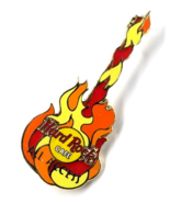 Hard Rock Cafe All Access Frame Flaming Guitar Fire Enamel Pin Red Orang... - £9.49 GBP