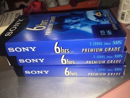 SONY T-120 Used VHS Lot Of 3 Video Tapes Premium Grade Videocassette T120VL - $270.35 MXN