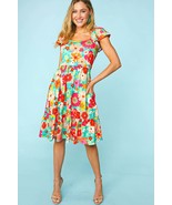 Haptics Floral Square Neck Short Sleeve Dress - $49.95