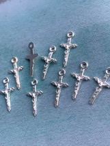 10pcs french vintage religious crucifix Sacred heart Virgin Mary silver cross  p - £11.78 GBP