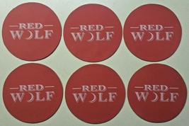 Red Wolf Beer 6 Piece Rubber Vehicle Coaster Set Red Reusable &amp; Washable PB60 - £4.05 GBP