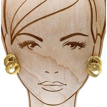 Napier Gold Tone Interlocking Circles Earrings, Textured Vintage Adjustable Clip - £22.04 GBP