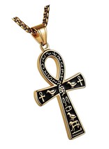 Stainless Steel Large Ankh Cross Pendant Ancient 22+2 - $58.79