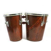 Professional Wooden Bango Drum Dholak Percussion Musical Bongo Set Natural Brown - £35.33 GBP