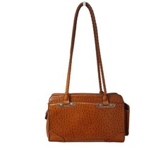 Bueno Ostrich Pattern Leather Medium Shoulder Bag-Braided Straps-Caramel... - $19.75
