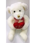 Dan Dee Collectors Choice White Bear Plush Red I Love You Heart With Bow... - $23.00