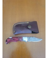 JW Steel Crafts Damascus Pocket Knife Rose Wood Handle - $1,670.17 MXN