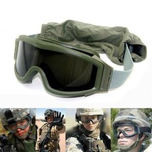 Airsoft Tactical Goggles Windproof 3 Lens Army Military UV Protection Shooting - £19.94 GBP