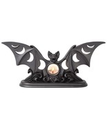 Alchemy Gothic Black Lunaeca Tea Light Candle Holder Bat Moon Phases Wic... - $34.95