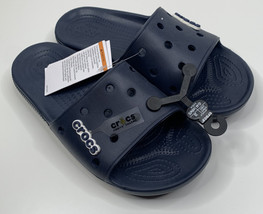 Classic Crocs NWOB men’s 10 navy blue slid on relaxed fit sandals h4 - £31.52 GBP