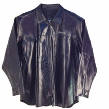 Sean John Leather Shirt, Black, XL WARRIOR L03112 - $425.00