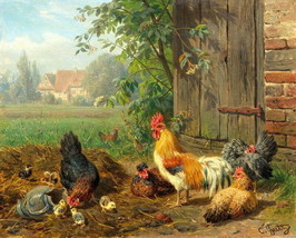 Rooster hen chick classical Oil Painting Giclee Print Canvas - £6.82 GBP+