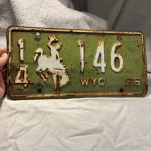 Original 1966 Wyoming License Plate Lots Of Rust Damage Garage Yard Art ... - £19.28 GBP