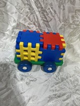 lot 9 pc Vtg Little Tikes Waffle Blocks 8&quot; car and 4&quot; building blocks green red - £21.81 GBP