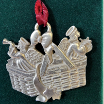 Christmas Longaberger Pewter Holiday Cheer Basket Ornament Tie On 1996 Vintage - £4.33 GBP