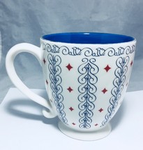 Starbucks 16 Oz. Barista 2003 footed White mug red diamonds blue scroll - £7.80 GBP