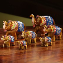 Seven Tuskers in Brown&#39; Elephant Home Decoration Living Room Hand Carved &amp; Hand - £35.40 GBP