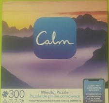 Calm ~ Mindful Jigsaw Puzzle w/Poster ~ Foggy Mountains ~ 300 Pieces ~ 18&quot; x 24&quot; - £11.94 GBP