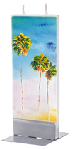 Flatyz Handmade Twin Wick Unscented Thin Flat Candle  -Palm Trees in Blue and Pi - £14.85 GBP