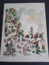 Catriel Efrony Israeli Vintage 1988 Painting Colorful Tzfat Safed Scene, 48 x 36 - £127.33 GBP