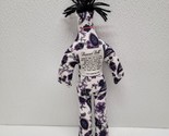 Dammit Doll Original White Purple Paisley Floral Flowers Black Hair - $14.75