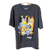 Bluey Family Graphic T-Shirt Adult XL Gray Short Sleeve Cartoon Tee - $17.10
