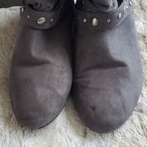 Chinese Laundry Dark Grey Flat Ankle Booties Strap and Rivet Detailing S... - £21.70 GBP