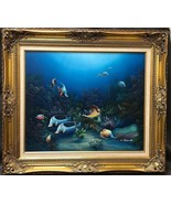 BENOLT -OIL ON CANVAS PAINTING- MARINE/SEA TROPICAL ANGEL CORAL FISH AQU... - $960.00