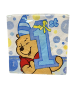 Disney Poohs 1st Birthday Boy Package of 16 Square Napkins New - $12.60