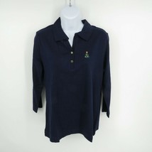 Kim Rogers Navy 3/4 Sleeve Embroidered Polo Shirt Small - £14.27 GBP