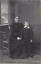 Aalborg Denmark Danemark Woman~Son Embossed Info Real Photo Postcard 1910s - £4.93 GBP