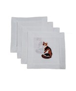 Lettermade Calico Cat Embroidered Cocktail Napkins - Set of 4 - €46,88 EUR