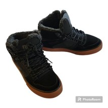 NEW DC Mens 6.5 Pure High-Top Winter Black Skate Shoes Sneakers Leather Faux Fur - £52.46 GBP