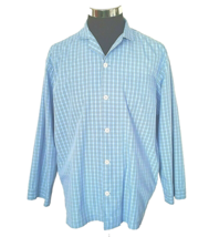 Nordstrom Button Front Blouse Women&#39;s Size Medium Cotton Blend Blue Checks LS - £13.18 GBP