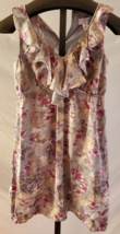 NWT Ann Taylor Loft Gray &amp; Pink floral Polyester Sleeveless Baby Doll Dr... - $24.74