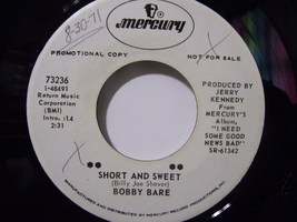 Bobby Bare-Short and Sweet / A Million Miles To The City-45rpm, 7&quot;-1971-EX*Promo - £11.91 GBP