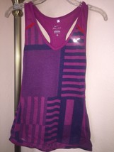 Women&#39;s Nike Dri-Fit Dark Pink/Blue Racerback Tank Zip Pocket No Shelf Bra Sz Sm - £19.54 GBP