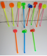 11 X Beach Luau Tiki Flamingo Flower Swizzle Cocktail Stirrer Sticks Nau... - $10.74