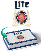 Miller Lite Beer Edible Image Cake Topper Personalized Birthday Sheet De... - €12,92 EUR